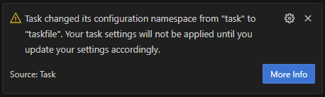 Configuration namespace change warning